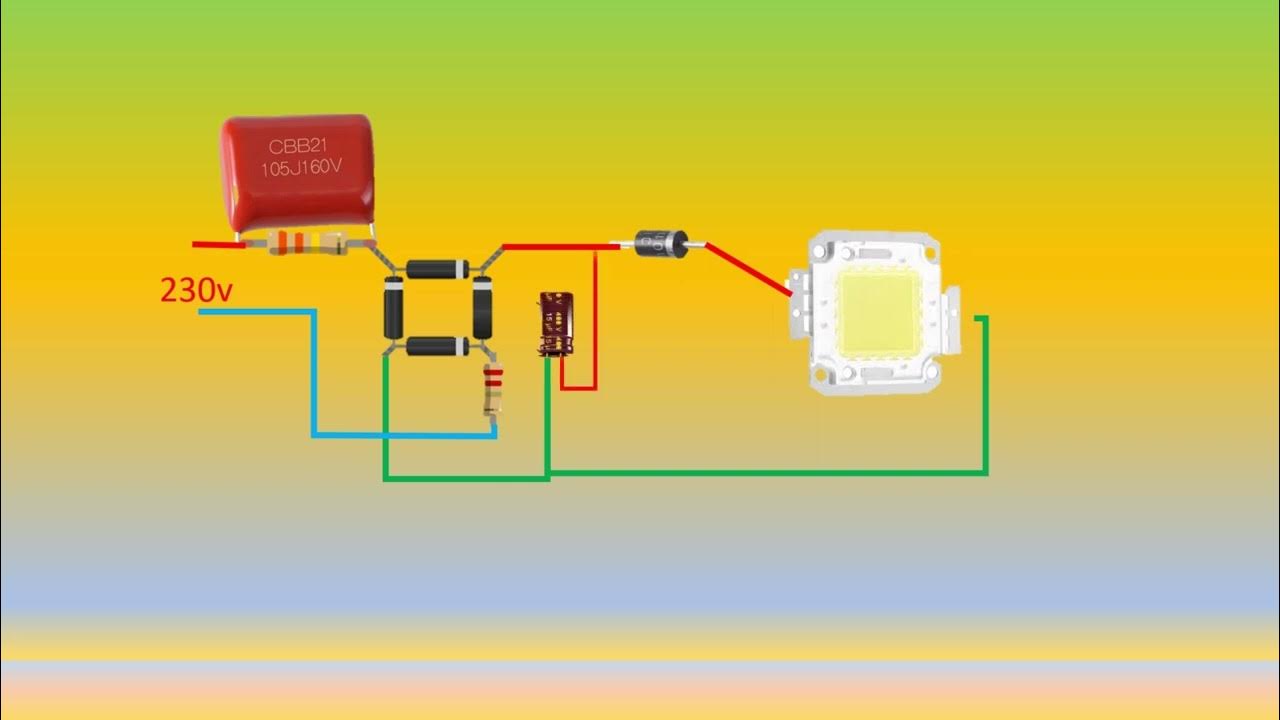 transformerless power supply 12 volt LED circuit animation - YouTube