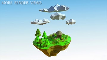 Low Poly Floating Island Game Stage/Asset