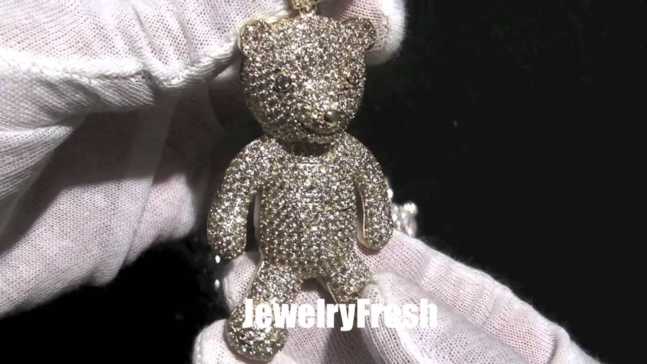 Iced out teddy bear pendant shop