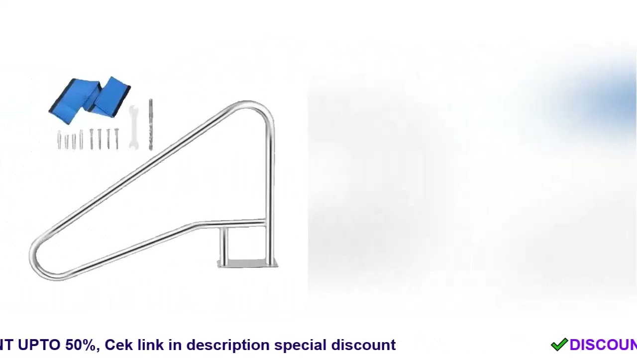 SucceBuy 30-55"x22-32" Swimming Pool Handrail With 4ft Grip Cover Humanized Design & M8 Drill Bit Po