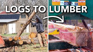Our NEW Log Yard + Property Tour! | Milling Lumber for Our ABANDONED Shed to Tiny House Renovation!