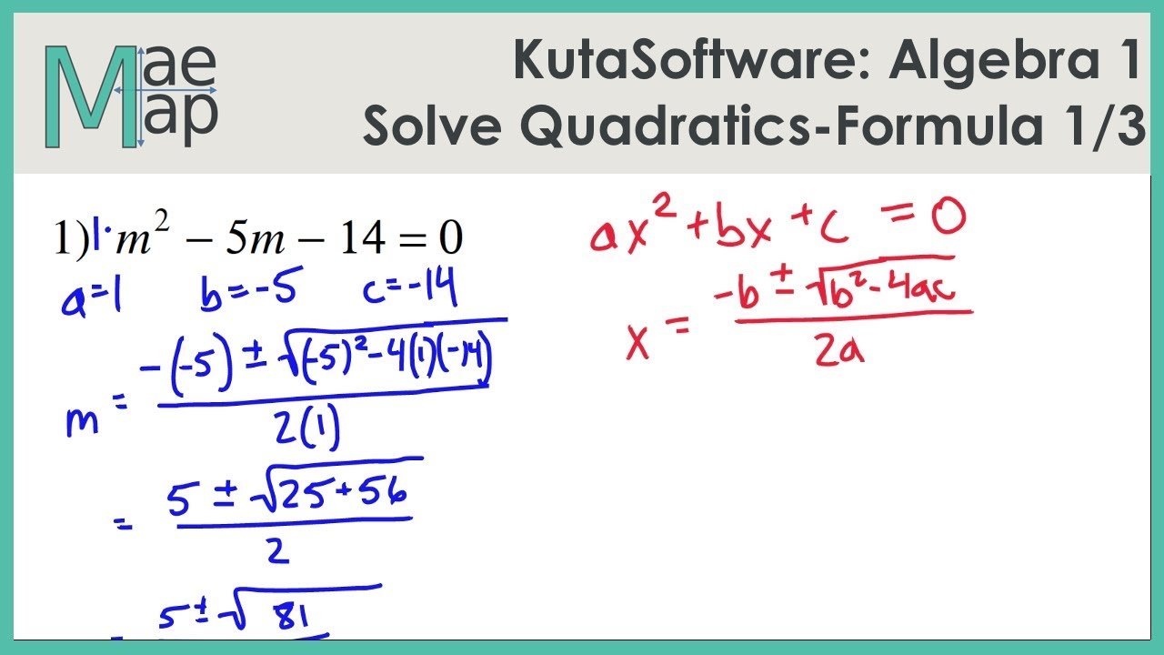 KutaSoftware: Algebra 1111- Using Quadratic Formula Part 1111 Throughout Using The Quadratic Formula Worksheet