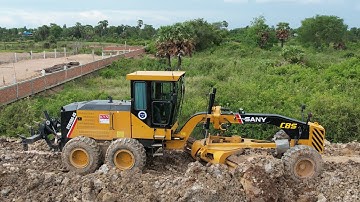 Different Techniques Between Pushing Clay & Gravel Of Grader SANY C8S Road Foundation Construction