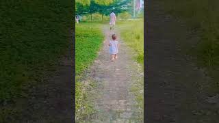 বাবা চলে যাচ্ছে সেজন্য জাইফা  পিছন পিছন যাচ্ছে। #cute #fatherlove #daughterlove #walking