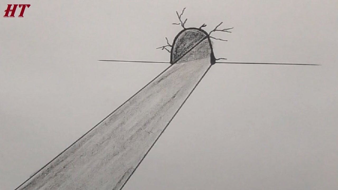 Трехмерный рисунок улиц и туннелей — 3D-трюковая графика на бумаге.