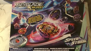 Beyblade Burst Surge Speedstorm Motor Strike Battle Set Unboxing And Qr Code