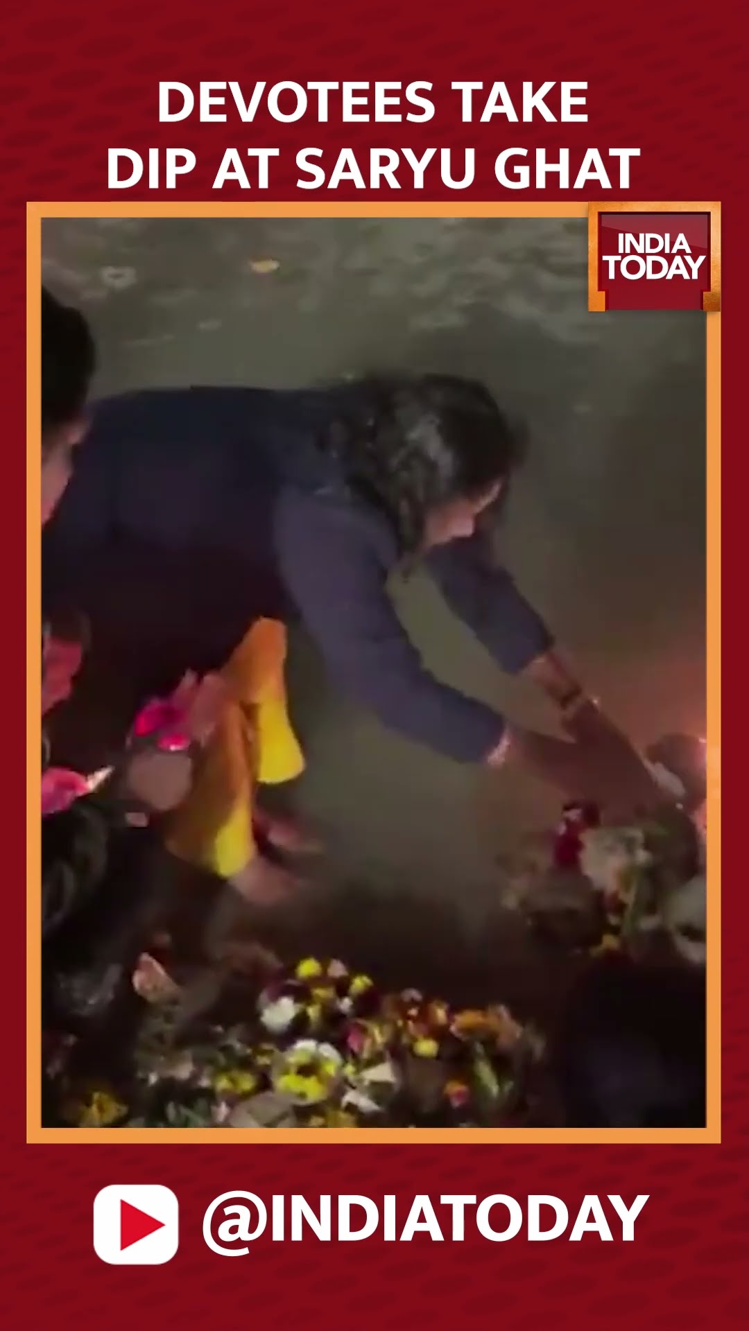 Devotees Take Holy Dip At Saryu Ghat River In Ayodhya #shorts #saryughat #ayodhya