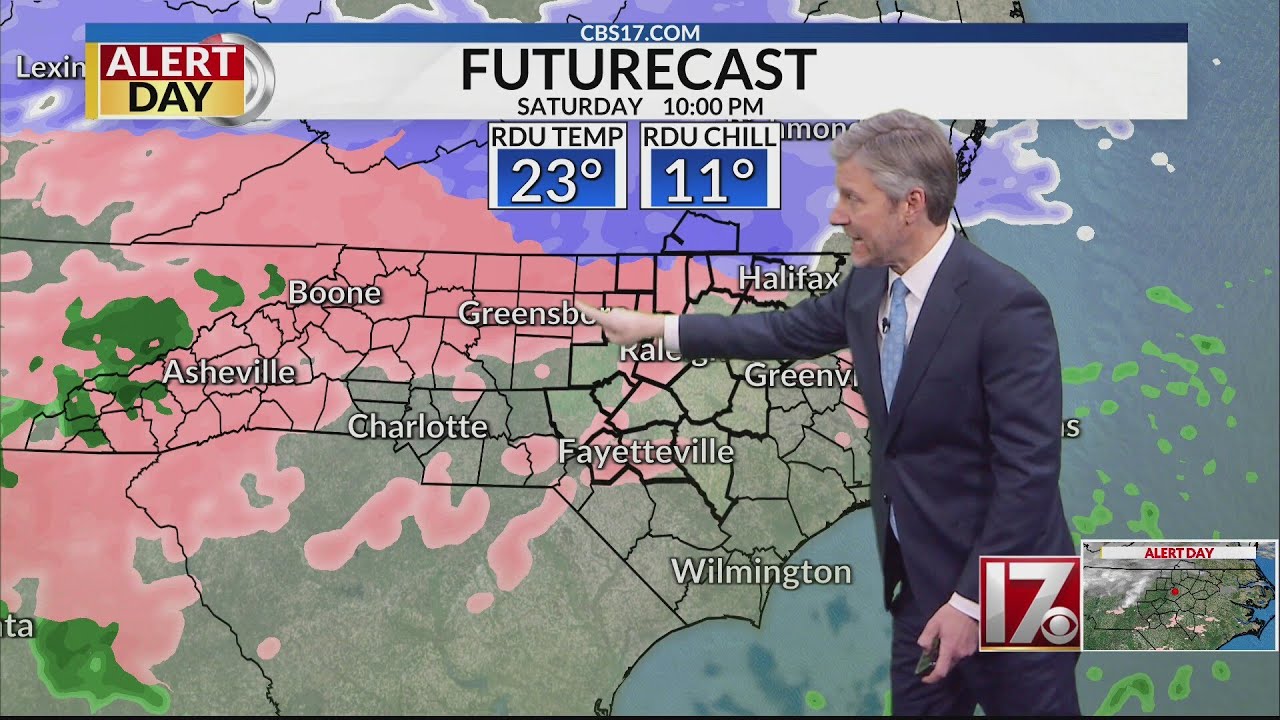 Winter storm arrives soon in central NC, sleet then freezing rain - YouTube