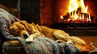 Sleeping Golden Dog by the Fireplace 🐾 | Cozy Winter Ambience for Relaxation & Sleep screenshot 3