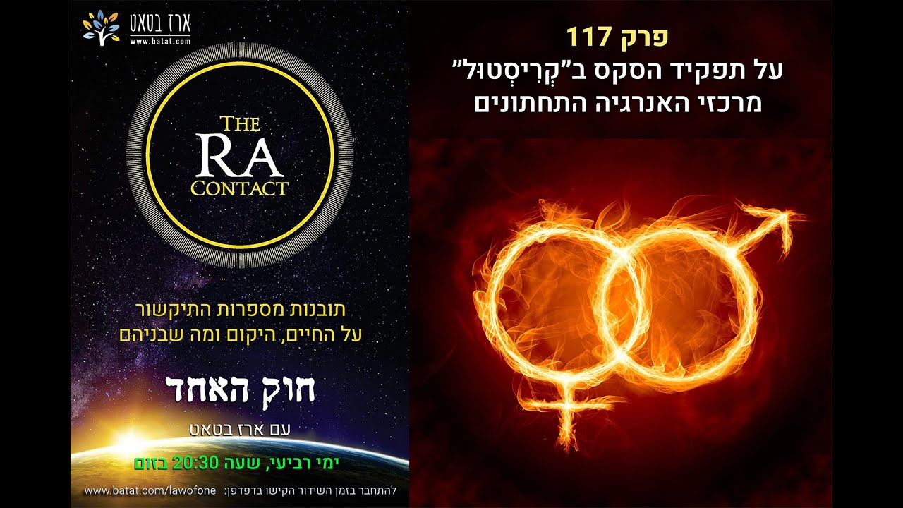 חוק האחד (רָא) עם ארז בטאט, פרק 117: על חשיבות המיניות באיזון מרכזי האנרגיה הנמוכים ועל תפקיד הסקירה בין גלגולים.