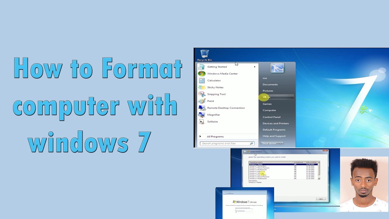 How to Format computer using windows 7 Operating system - YouTube