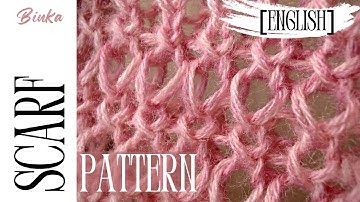[English] Scarf one-row repeat knitting pattern. Beginners. How to knit.