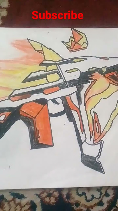 Free fire gun drawing / Booyah Day / ump evo gun  Drawing #shorts #ytshort #drawing