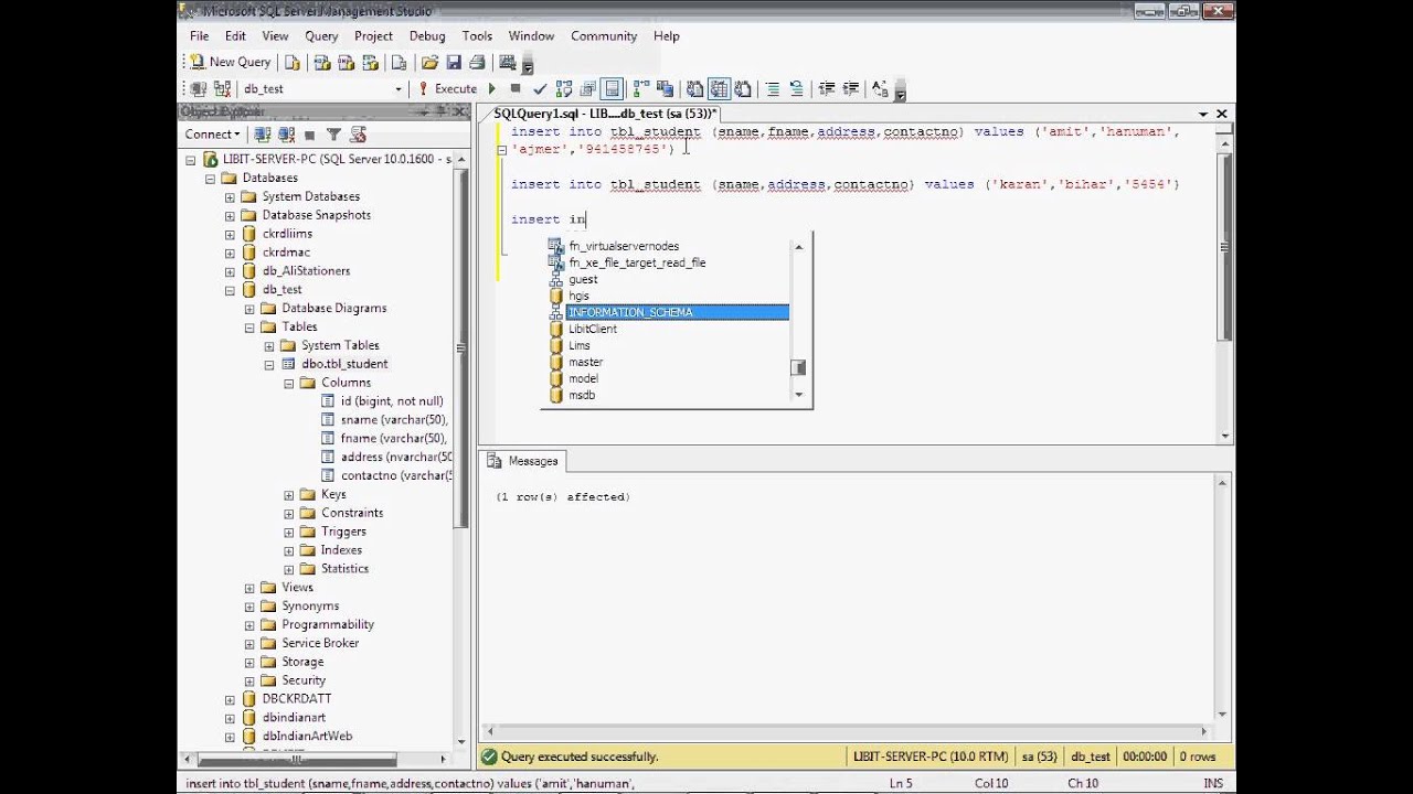 Sql In Hindi #Part 3 - Insert , Update and Delete in Sql Server - YouTube