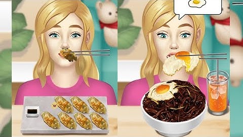 ASMR -  Rameyon nodles, dumplings, egg noodles and juice | mega mukbang android game play #7