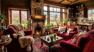 Gentle Piano Music in a Cozy Living Room with Spring Garden View screenshot 5