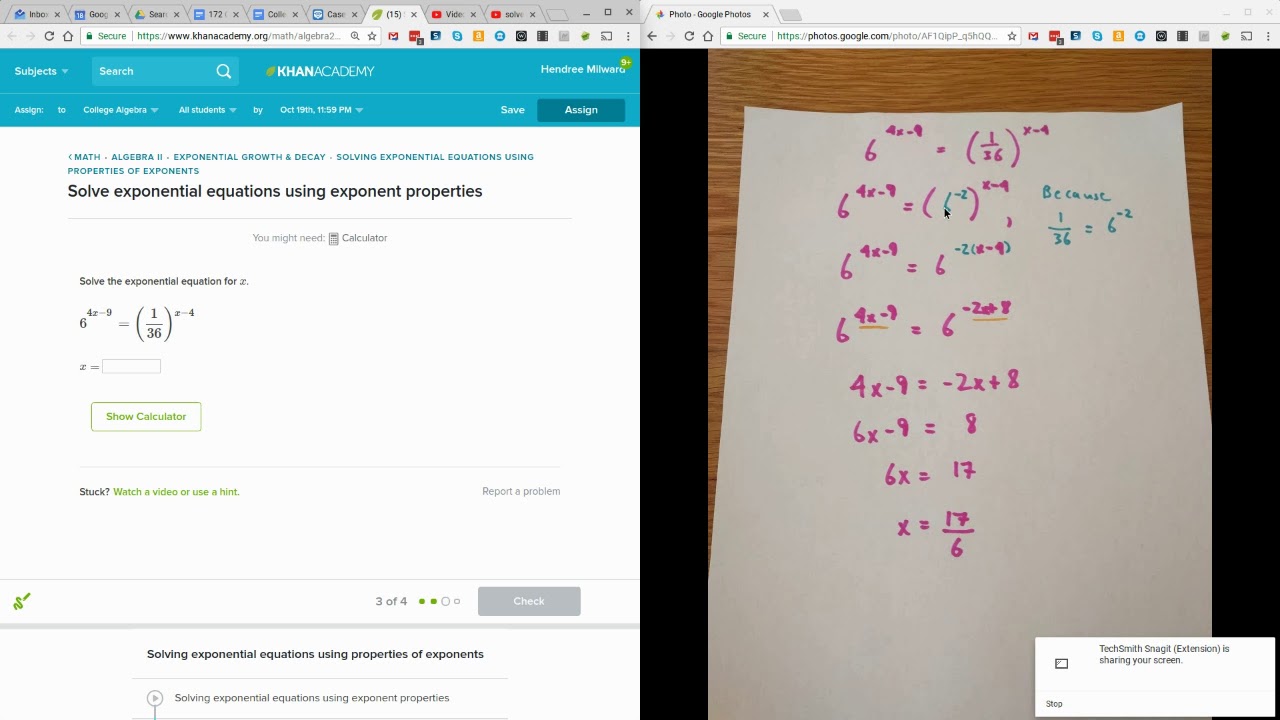 solve exponential equations using exponent properties ex2 - YouTube