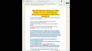 NR 547 Differential Diagnosis 2024 Multiple Choice #proctored_exams #examprep #coursework #examplify