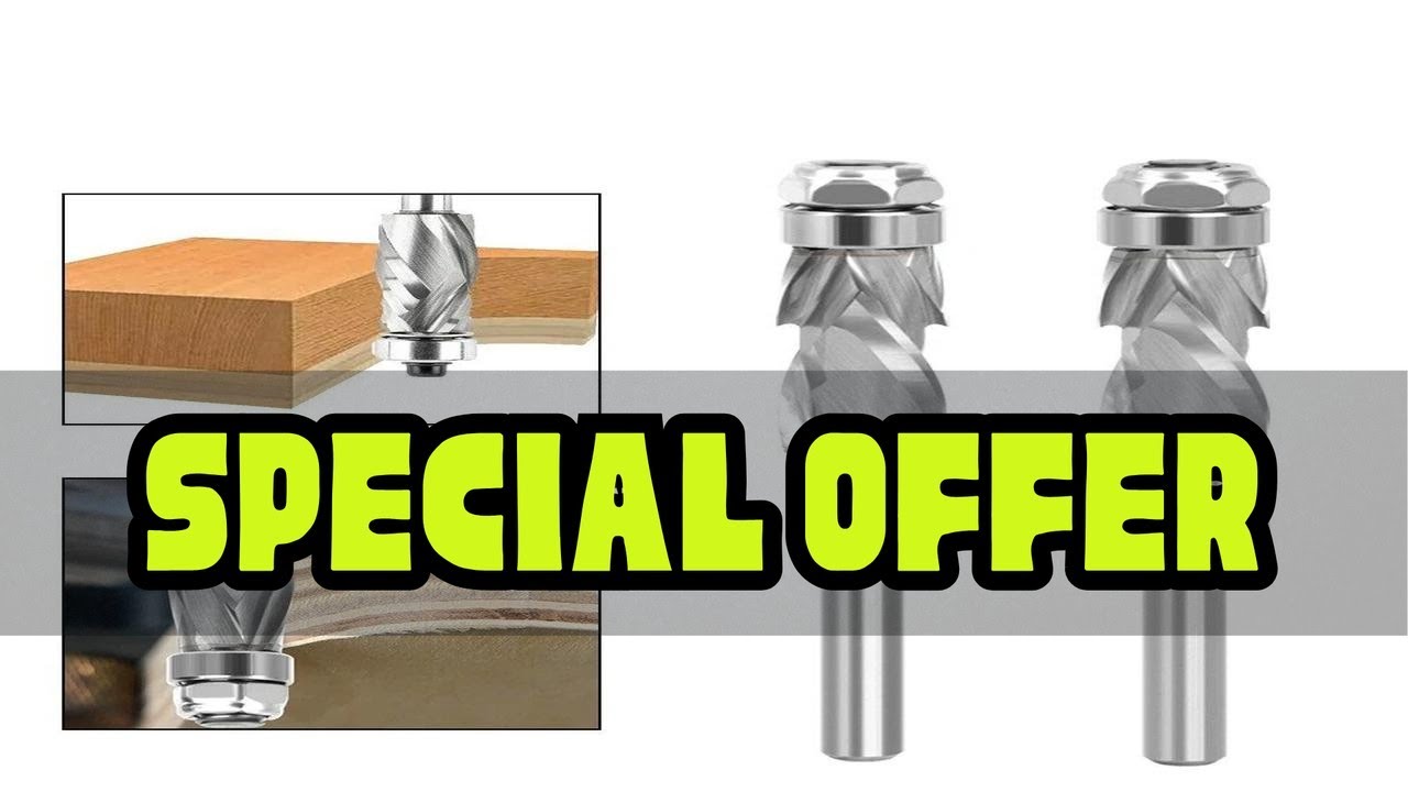 LAVIE 1/4" Shank Woodworking Solid Carbide CNC Router Bit  Spiral Compression Top Bearing Flush Rou