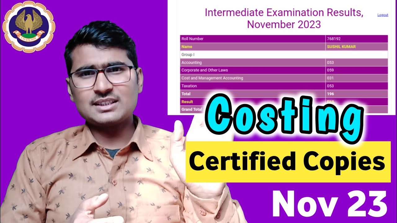 Paper 3 costing certified copies nov 23 icai certified copies youtube