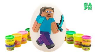 Gigante Huevo Sorpresa Play Doh LEGO Minecraft héroe | Jugamos con el constructor LEGO