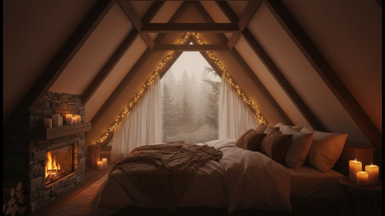 Камин и джаз  🌙  Уютный дом в лесу | Cozy Cabin Fireplace Jazz Ambience