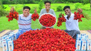 RAMBUTAN MILKSHAKE | 100kg Rambutan Milkshake Recipe | Village Food