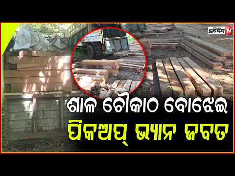 କରଞ୍ଜିଆରେ ଶାଳ ଚୌକାଠ ବୋଝେଇ ପିକଅପ୍ ଭ୍ୟାନ ଜବତ ! Pickup loaded with wood door frames seized ,Mayurbhanj