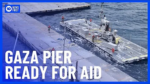 Gaza Floating Pier Installed, Ready To Receive Aid | 10 News First