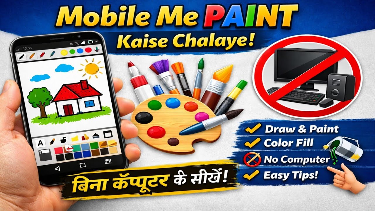 Mobile Me Paint Kaise Chalaye | बिना कंप्यूटर के Paint चलाना सीखें  | Android Mobile Se Paint 