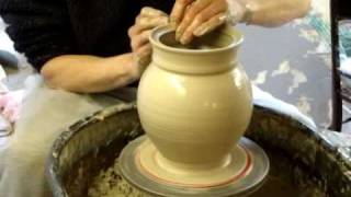 Throwing a clay pottery  Cookie Jar & Lid on the Wheel