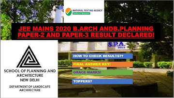 JEE MAIN 2020 B.ARCH & B.PLANNING RESULTS DECLARED | SCORE CARD | COMMON RANK LIST |  #jeemainresult