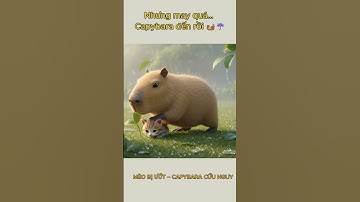 🐱 Mèo con ướt lạnh được Capybara che mưa 🦦☔ #capybara #meocon