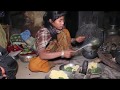 Cutting and cooking pumpkin in traditional way ll Primitive technology