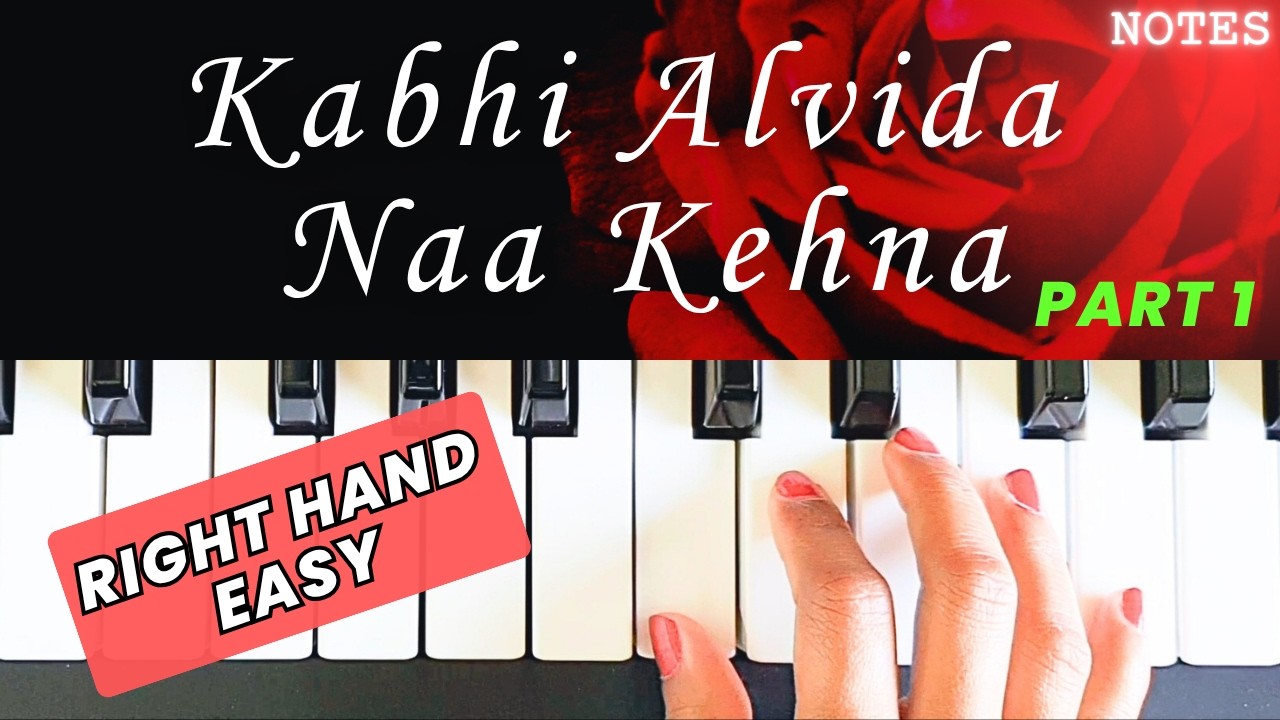 Kabhi Alvida Naa Kehna - Part 1 | Right hand Piano Tutorial | EASY | NOTES | +Slow