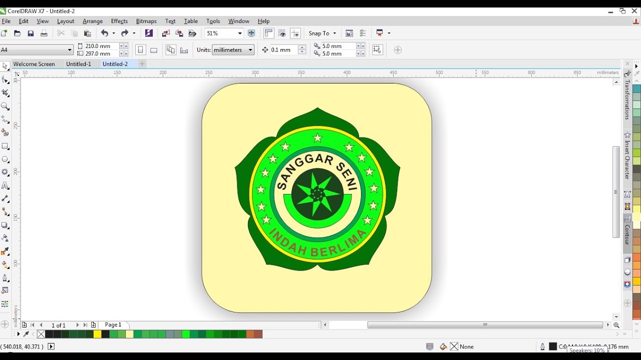 cara membuat desain logo sanggar seni di coreldraw - YouTube