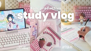 4am productive study vlog 📓☁️ life of a uni student, pulling all-nighter, genshin & too much coffee