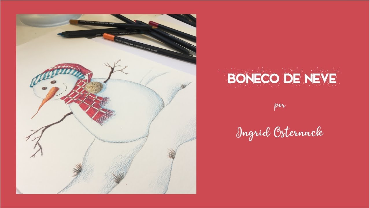 Boneco de Neve em Lápis de Cor
