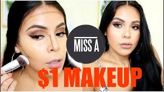 FULL FACE USING $1 MAKEUP + BRUSHES!? HIT OR MISS | JuicyJas