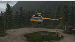 X-Plane 11 - Mil Mi-2 - Quatam River Airport Propstrikestudio - Under the rain