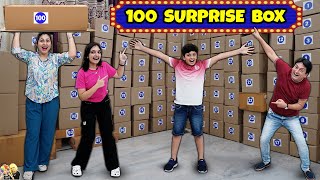 100 SURPRISE BOX | Family Comedy Challenge | Unboxing 100 boxes | Aayu and Pihu Show