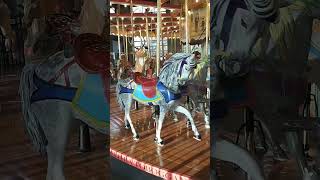 my home town, historic wood carved carousel in motion.