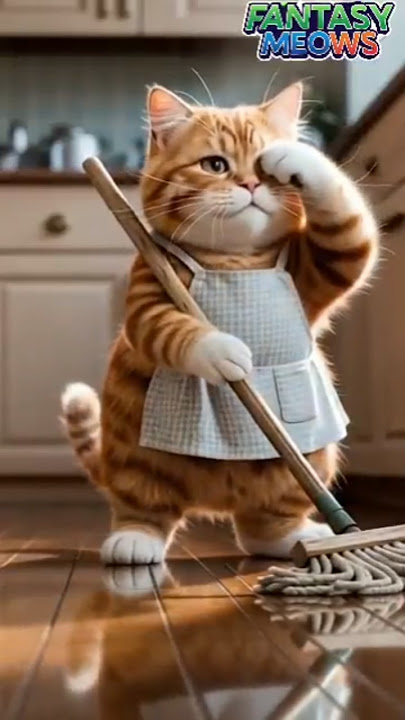 You Won’t Believe What This Fat Cat Does While Cleaning 😹✨| #shorts #youtubeshorts