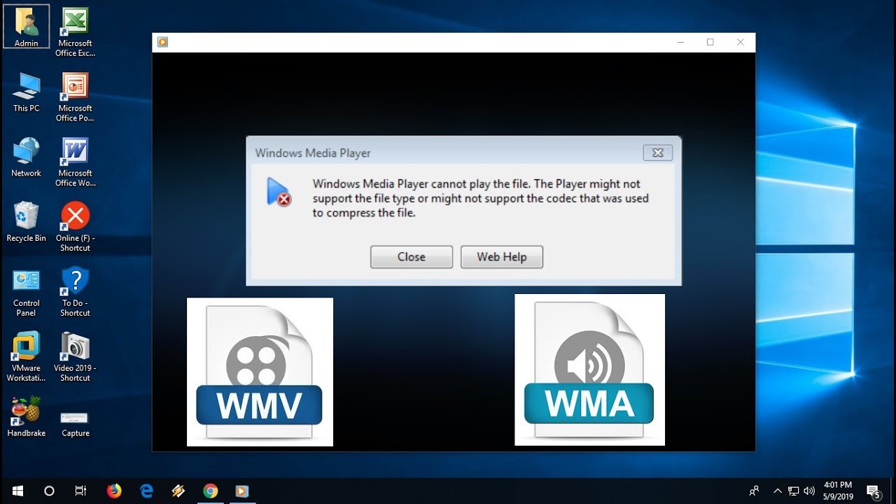 não é possível jogar wmv na empresa Windows Media 12