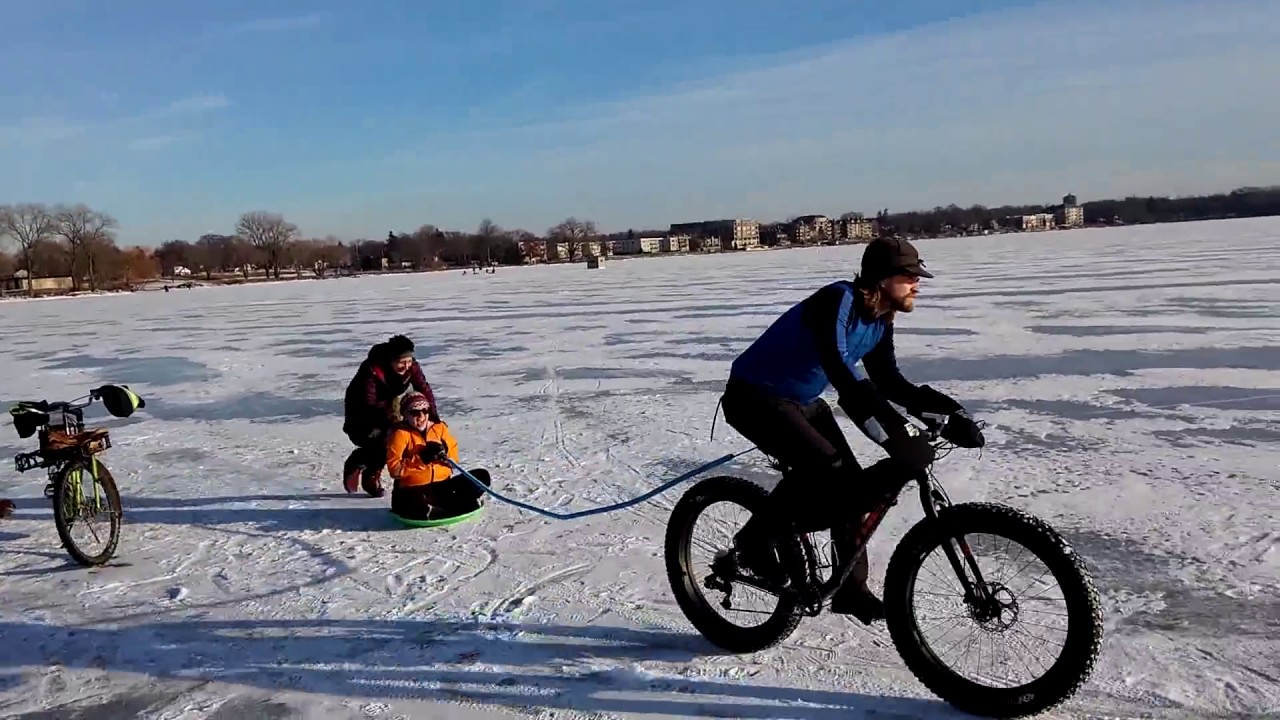Fat Bike Sled Pulling on Lake Monona - YouTube