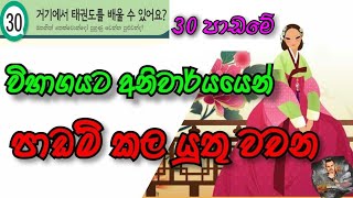 30 පාඩමට අදාල වචන | Eps Topik Book Lesson 30: Korian Wachana | Korean Vocabulary in Sinhala