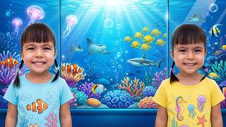 Twin Twin Akvaryumu Ziyaret Ediyor Ve Deniz Hayvanlarını Öğreniyor 🐠