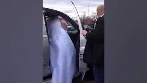 Thomas and Coatney leaving the church.
