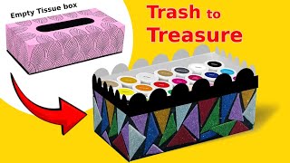 Organizer from Empty Tissue Box✨#easydiy #tissuebox #trashtotreasure #bestoutofwaste #trending #art