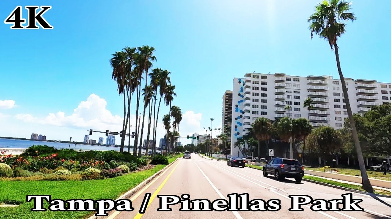 Driving from Tampa to Pinellas Park Florida Driving Through Bayshore Blvd and 92 West